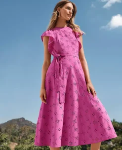 Petite Eyelet Flutter Sleeve Midi Dress -Anntaylor Shop 611467 8376 MKTG1