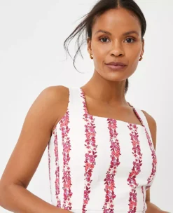 Petite Floral Square Neck Sheath Dress -Anntaylor Shop 611468 9192 ALT2