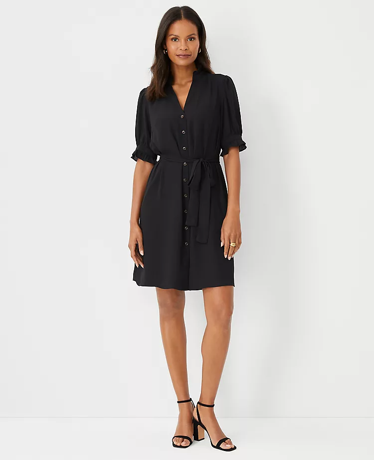 Petite Ruffle Button Front Dress 3 Petite Ruffle Button Front Dress