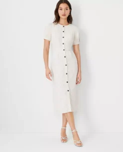 Petite Striped Balloon Sleeve Dress