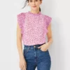 Floral Plisse Ruffle Top -Anntaylor Shop 611596 9192