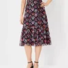 Petite Floral Tie Waist Flounce Midi Skirt -Anntaylor Shop 611597 1362
