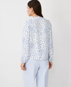 Floral Split Neck Popover -Anntaylor Shop 611641 9192 ALT1