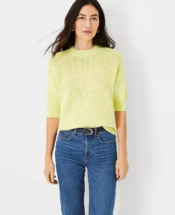 Petite Geo Stitch Elbow Sleeve Sweater