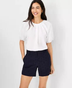 Petite Pleat Neck Top -Anntaylor Shop 612157 9000 ALT2