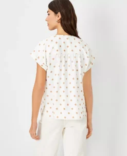 Petite Polka Dot Drop Shoulder Popover -Anntaylor Shop 612169 9192 ALT1
