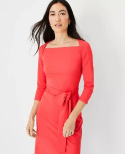Envelope Neck Belted Flare Dress -Anntaylor Shop 612217 4021 ALT2