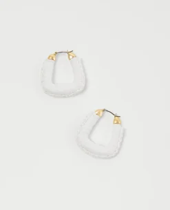 Raffia Wrapped Square Hoop Earrings