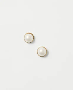 Pearlized Inset Stud Earrings