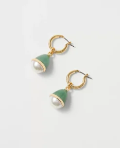 Pearlized Enamel Hoop Earrings