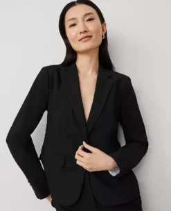 The Notched One Button Blazer In Seasonless Stretch Core Black -Anntaylor Shop 612797 6600 ALT3