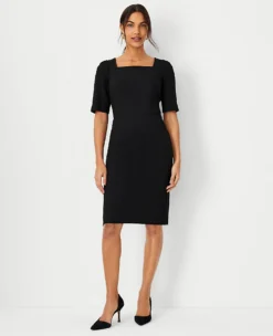 The Elbow Sleeve Square Neck Dress In Seasonless Stretch