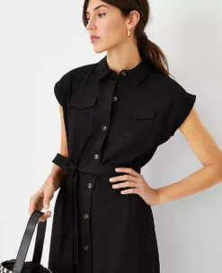 Petite Cap Sleeve Belted Shirtdress -Anntaylor Shop 612822 2222 ALT2