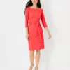 Petite Envelope Neck Belted Flare Dress -Anntaylor Shop 612823 4021