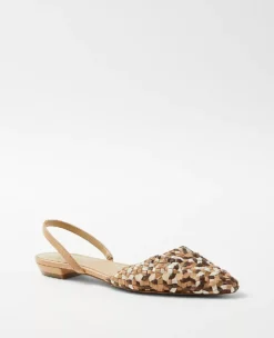 Woven Leather Slingback Flats