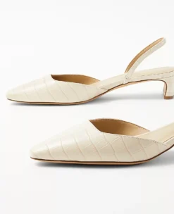 Embossed Leather Blade Heel Slingback Pumps -Anntaylor Shop 613202 9133 ALT1