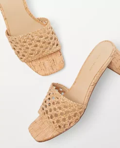 Woven Cork Block Heel Sandals -Anntaylor Shop 613214 6418 ALT1