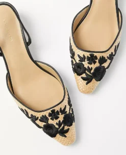 Embroidered Straw Blade Heel Slingback Pumps -Anntaylor Shop 613227 6418 ALT1