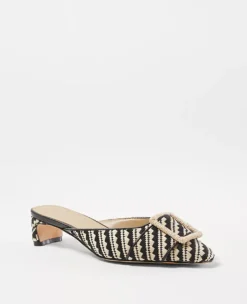 Woven Straw Buckle Mule Pumps