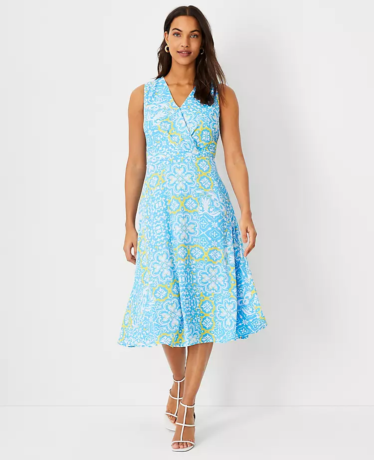 Tile Print Wrap Flare Dress 3 Tile Print Wrap Flare Dress