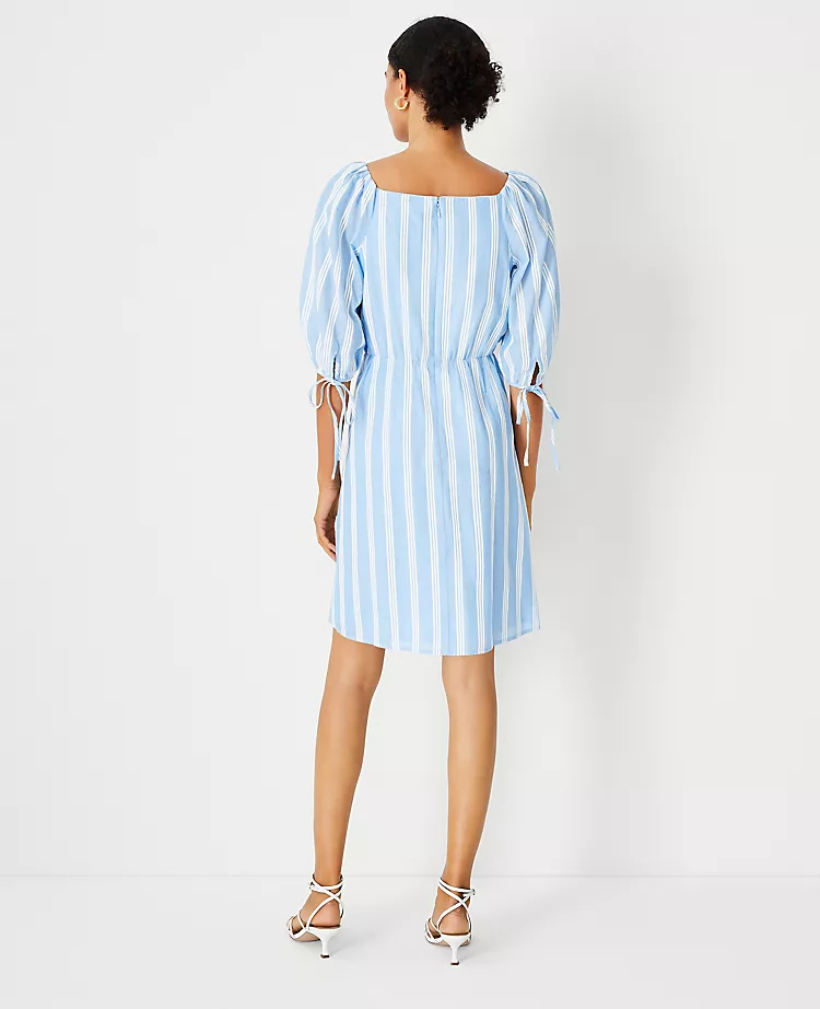 Striped Puff Sleeve Wrap Dress 4 Striped Puff Sleeve Wrap Dress - Image 2
