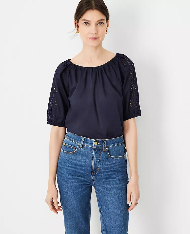 Eyelet Raglan Sleeve Top 3 Eyelet Raglan Sleeve Top