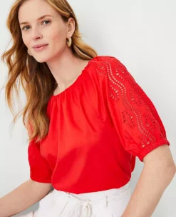 Eyelet Raglan Sleeve Top 7 Eyelet Raglan Sleeve Top -Anntaylor Shop 613245 1362 ALT2