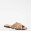 Crossover Stitched Leather Slide Sandals -Anntaylor Shop 613263 3196