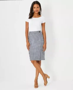 Plaid Button Front Pencil Skirt -Anntaylor Shop 613312 1362 ALT2