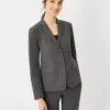 The Petite Notched Two Button Blazer In Seasonless Stretch Modern Charcoal