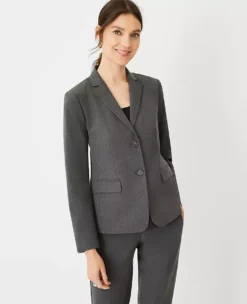 The Petite Notched Two Button Blazer In Seasonless Stretch Modern Charcoal