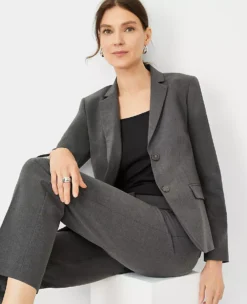 The Petite Notched Two Button Blazer In Seasonless Stretch Modern Charcoal -Anntaylor Shop 613315 0892 ALT2