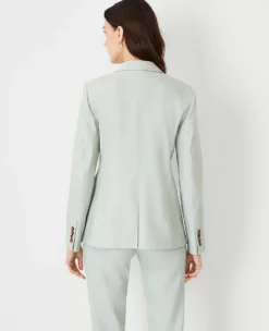 The Notched One Button Blazer In Linen Blend -Anntaylor Shop 613329 8847 ALT1