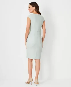 The Scooped Square Neck Sheath Dress In Linen Blend -Anntaylor Shop 613335 8847 ALT1