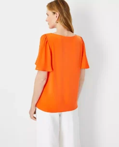 Mixed Media Angel Sleeve Top 5 Mixed Media Angel Sleeve Top -Anntaylor Shop 613605 3702 ALT1