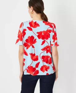 Floral Elbow Sleeve Mixed Media Top -Anntaylor Shop 613607 018571 ALT1