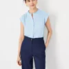 Scalloped Mixed Media Button Top -Anntaylor Shop 613613 018571