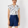 Floral Scalloped Mixed Media Button Top -Anntaylor Shop 613616 9192