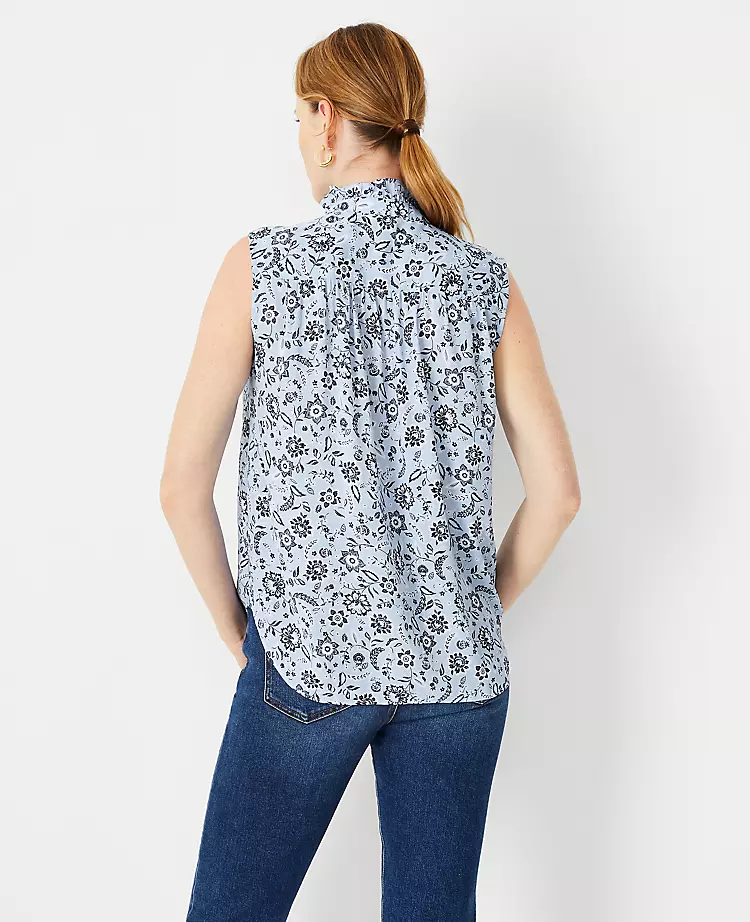 Floral Ruffle Neck Button Top 4 Floral Ruffle Neck Button Top - Image 2