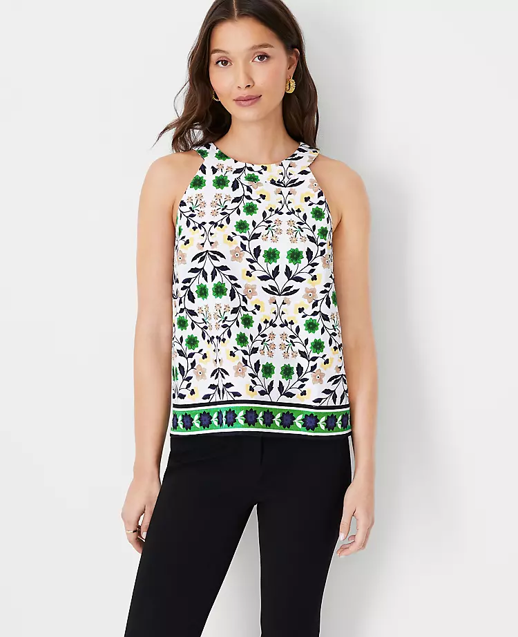 Floral Button Back Halter Top 3 Floral Button Back Halter Top