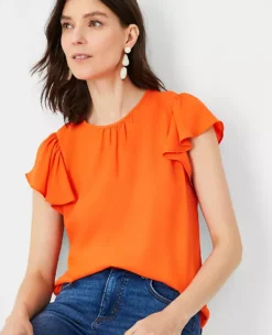 Flounce Sleeve Top -Anntaylor Shop 613709 3702 ALT2