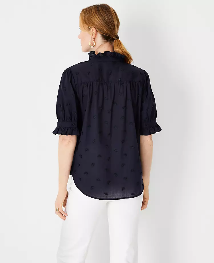 Embroidered Ruffle Button Top 4 Embroidered Ruffle Button Top - Image 2