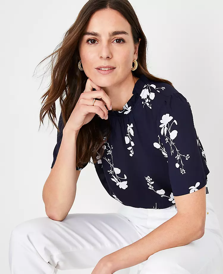Floral Ruffle Mock Neck Top 3 Floral Ruffle Mock Neck Top