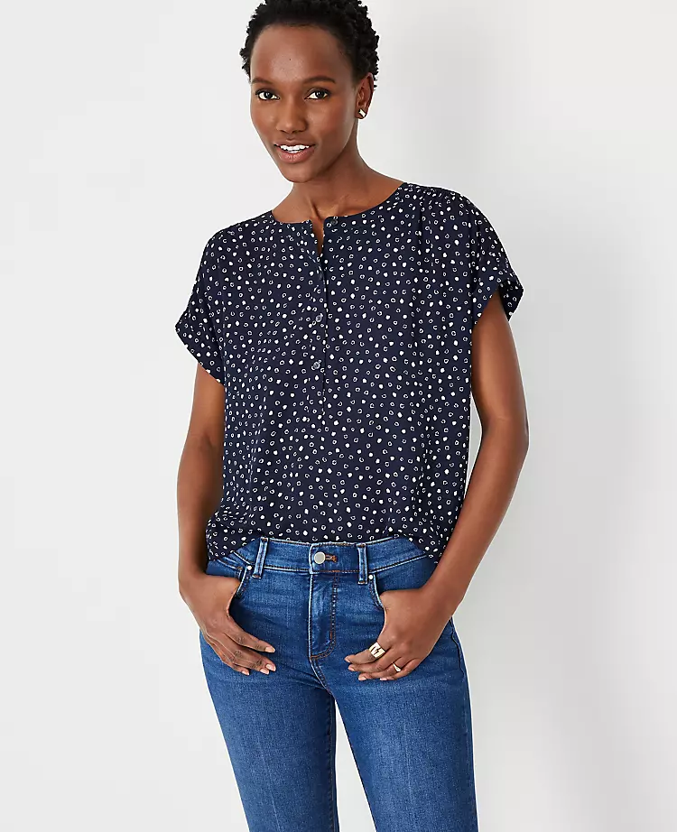 Spotted Drop Shoulder Popover