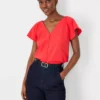 Pleated V-Neck Button Top -Anntaylor Shop 613730 2570