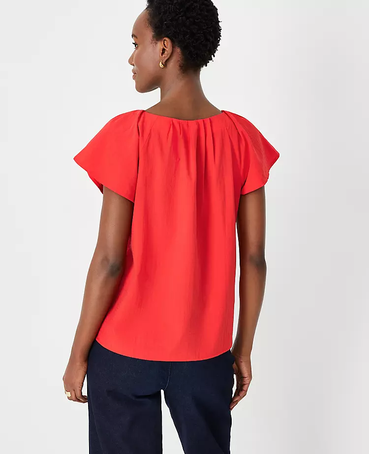 Pleated V-Neck Button Top 4 Pleated V-Neck Button Top - Image 2