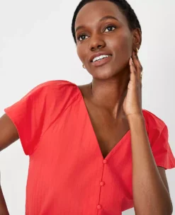 Pleated V-Neck Button Top 7 Pleated V-Neck Button Top -Anntaylor Shop 613730 2570 ALT2