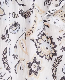 Floral Pintucked Ruffle Sleeve Top -Anntaylor Shop 613739 9000 ALT3