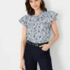 Floral Flounce Sleeve Top -Anntaylor Shop 613762 018571