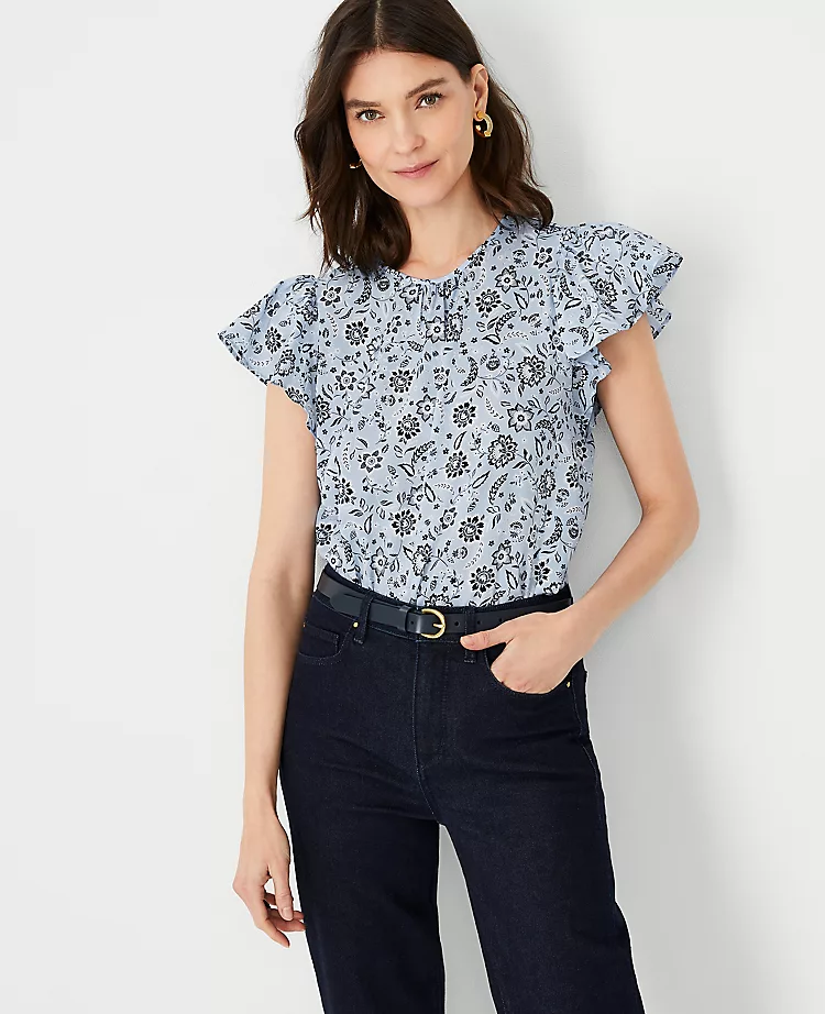 Floral Flounce Sleeve Top 3 Floral Flounce Sleeve Top